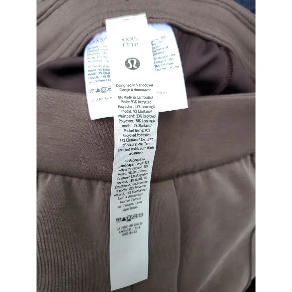 Lululemon Softstreme Pintuck Mid-Rise Pant Beige Yoga Lounge Casual Sz XXXS